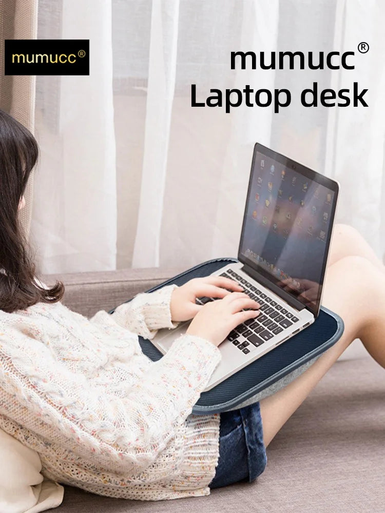 Portable Laptop Desk with Cushion Base - Wooden Lap Table for Bed, Couch & Travel - Built-in Mouse Pad & Storage - 42.5cm Bamboo Computer Tray for Students, Remote Workers & Digital Nomads - Nova Electronics