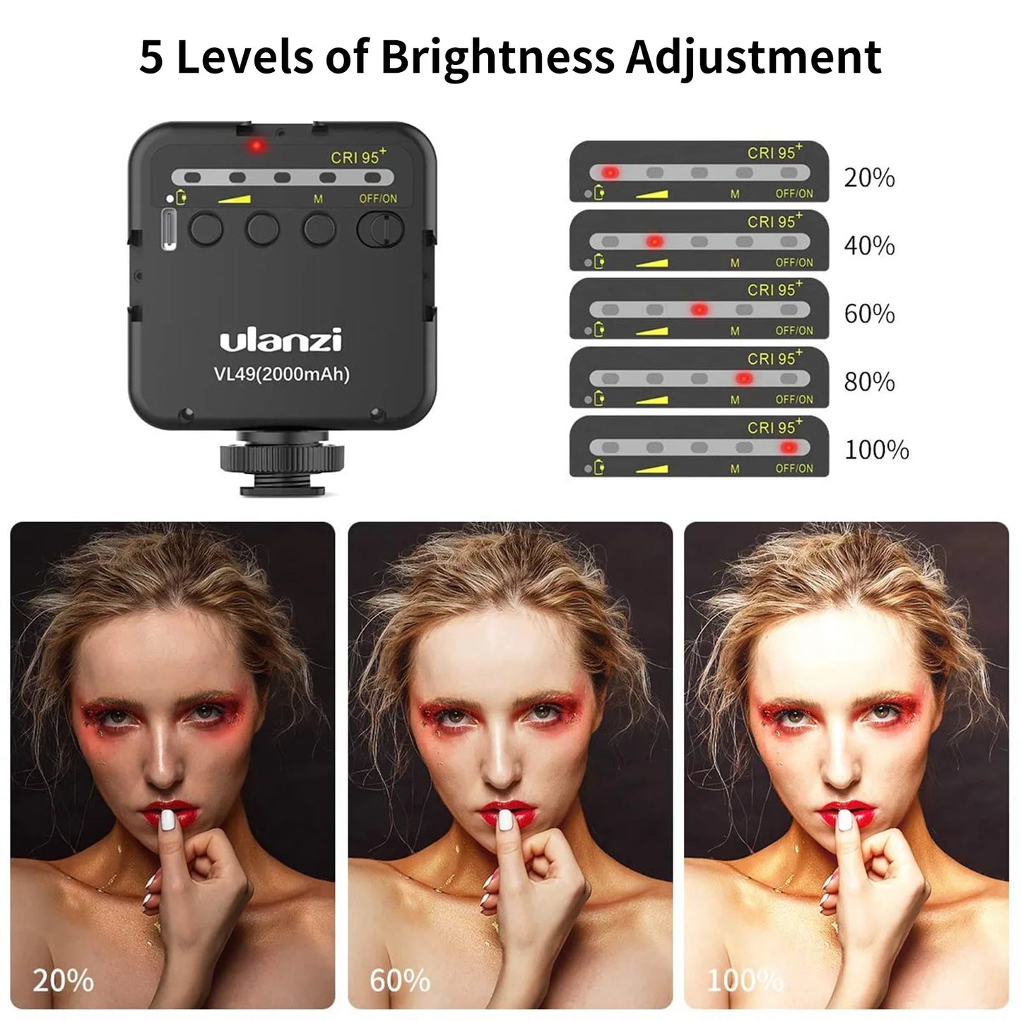 Ulanzi VL49 6W Mini Vlog LED Fill Light White 2000mAh 5500K Zoom Lighting Photographic Lighting Video Phone Selfie Fill Lamps