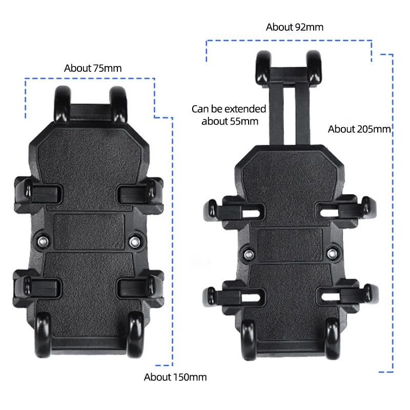 Motorcycle Bike Phone Holder w/ Shock Absorbe Handlebar Fork Stem Mount GPS Clip for 4.7-7.1 inch Shockproof Mobile Phone Stand - Nova Electronics