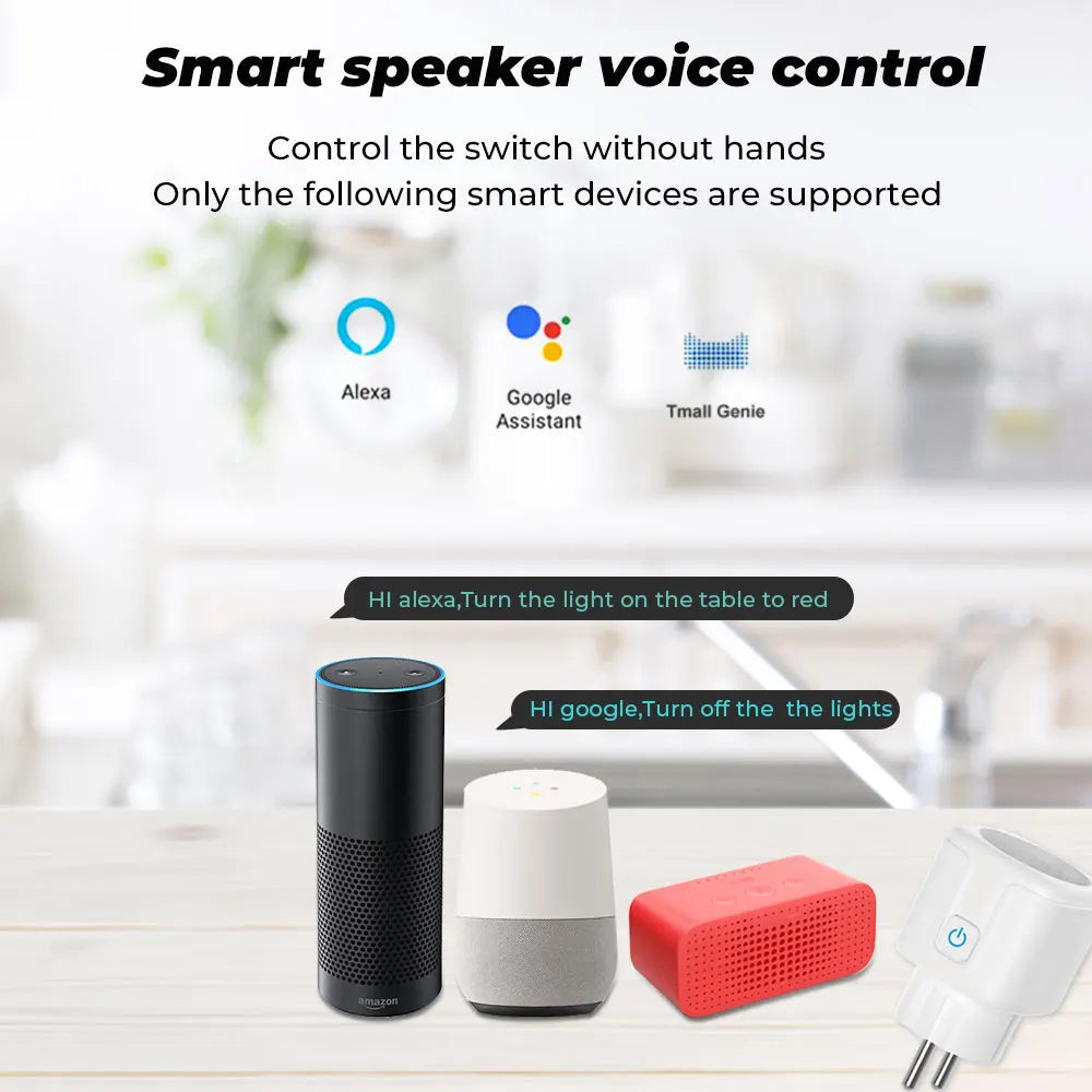 Tuya Wifi Smart Socket EU Plug 16/20A Power Monitor Remote Control SmartLife APP Works with Alexa Yandex Alice Google Assistant - Nova Electronics