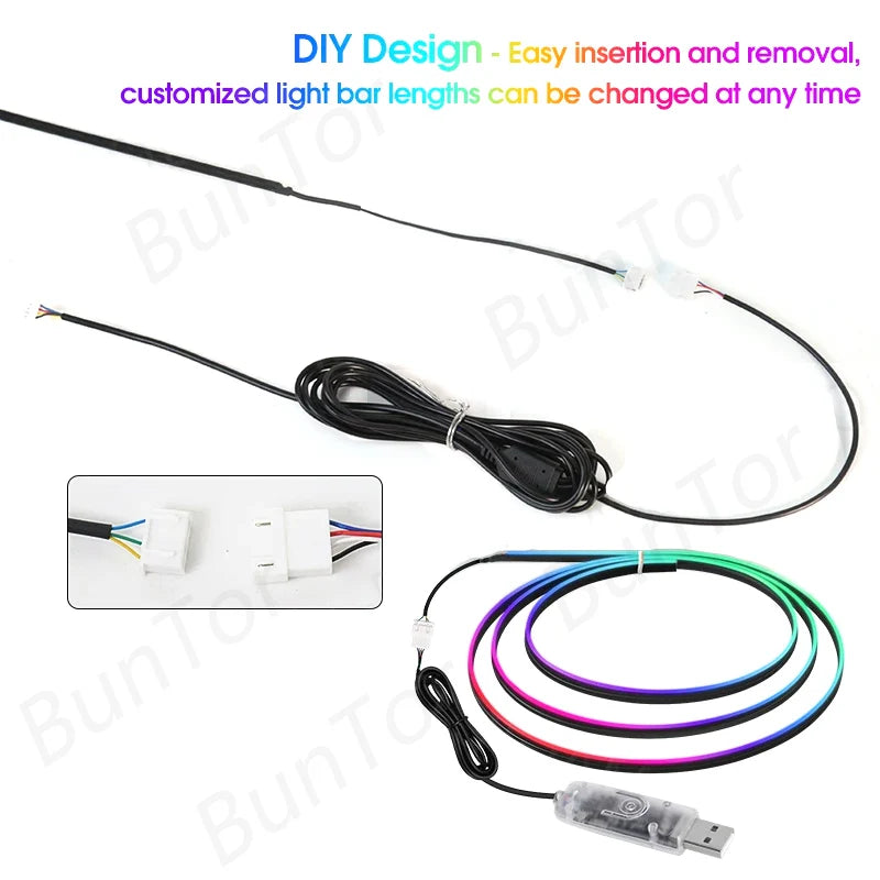 10/6/4/2/1 IN 1 Car Full RGB LED Ambient Rainbow Light Strip/ USB Dream Symphon music Atmosphere Lamp with App Remote Control