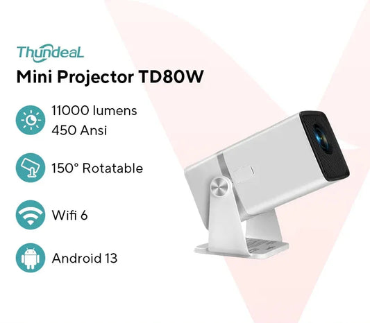 ThundeaL 4K Full HD Projector FHD TD80W Android WiFi 3D Home Theater TD80 Portable Beam Projector Meeting Video Movie PK HY320 - Nova Electronics
