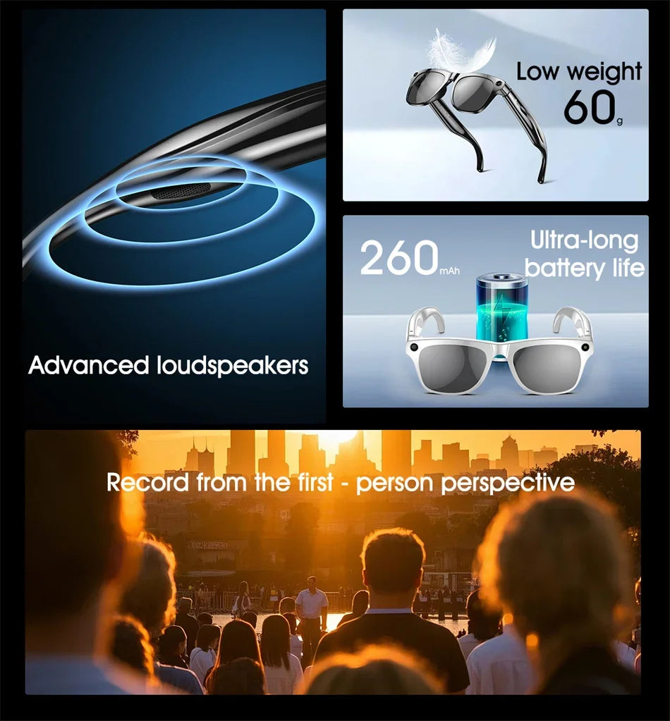 Xiaomi 4K HD AI Smart Glasses Chat GPT 100MP Camera Bluetooth Call 260Mah Battery Voice Assistant Control Smart Glasses 2025