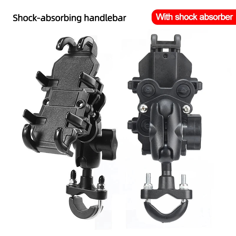 Motorcycle Bike Phone Holder w/ Shock Absorbe Handlebar Fork Stem Mount GPS Clip for 4.7-7.1 inch Shockproof Mobile Phone Stand - Nova Electronics