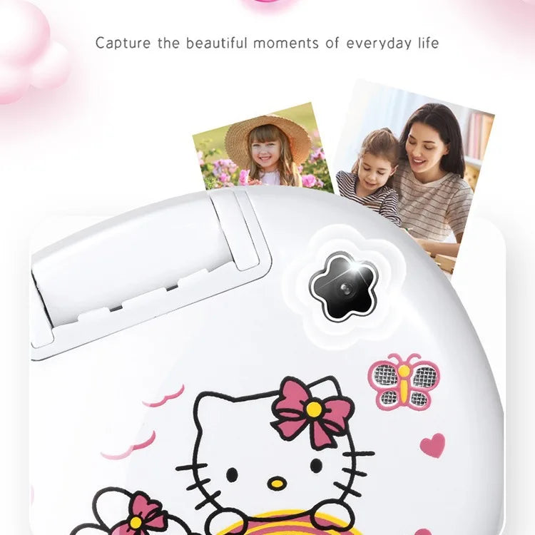 2024 New Kawaii Sanrio Hello Kitty Flip Phone Cartoon Cute Children White Pink Mini Phone Birthday Gifts For Kids Toys For Girls