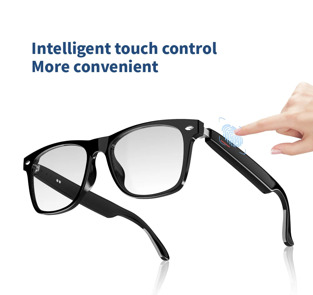 SENBONO E13 Smart Glasses with Blue Light Filter Lenses, Built-in Mic & Speakers, Touch Controls, Voice Assistant for Calls & Music, Android/iOS Compatible