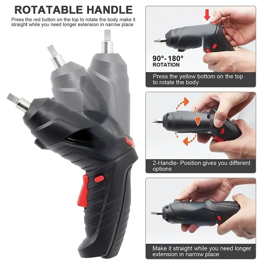 2/47pcs 3.6V Screwdriver Kit Rechargeable Lithium Battery Cordless Electric Screwdriver Drill Kit Folding Home Power Tools - Nova Electronics