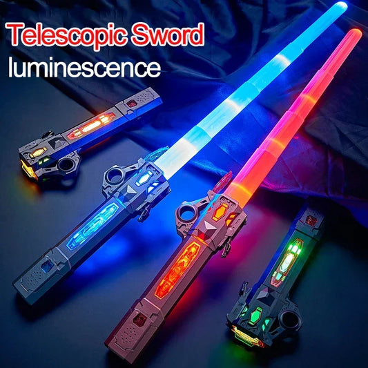 Glowing Telescopic Music Laser Sword – Flashing 2-in-1, Rotating Light & Decompression Fun for Kids & Adults