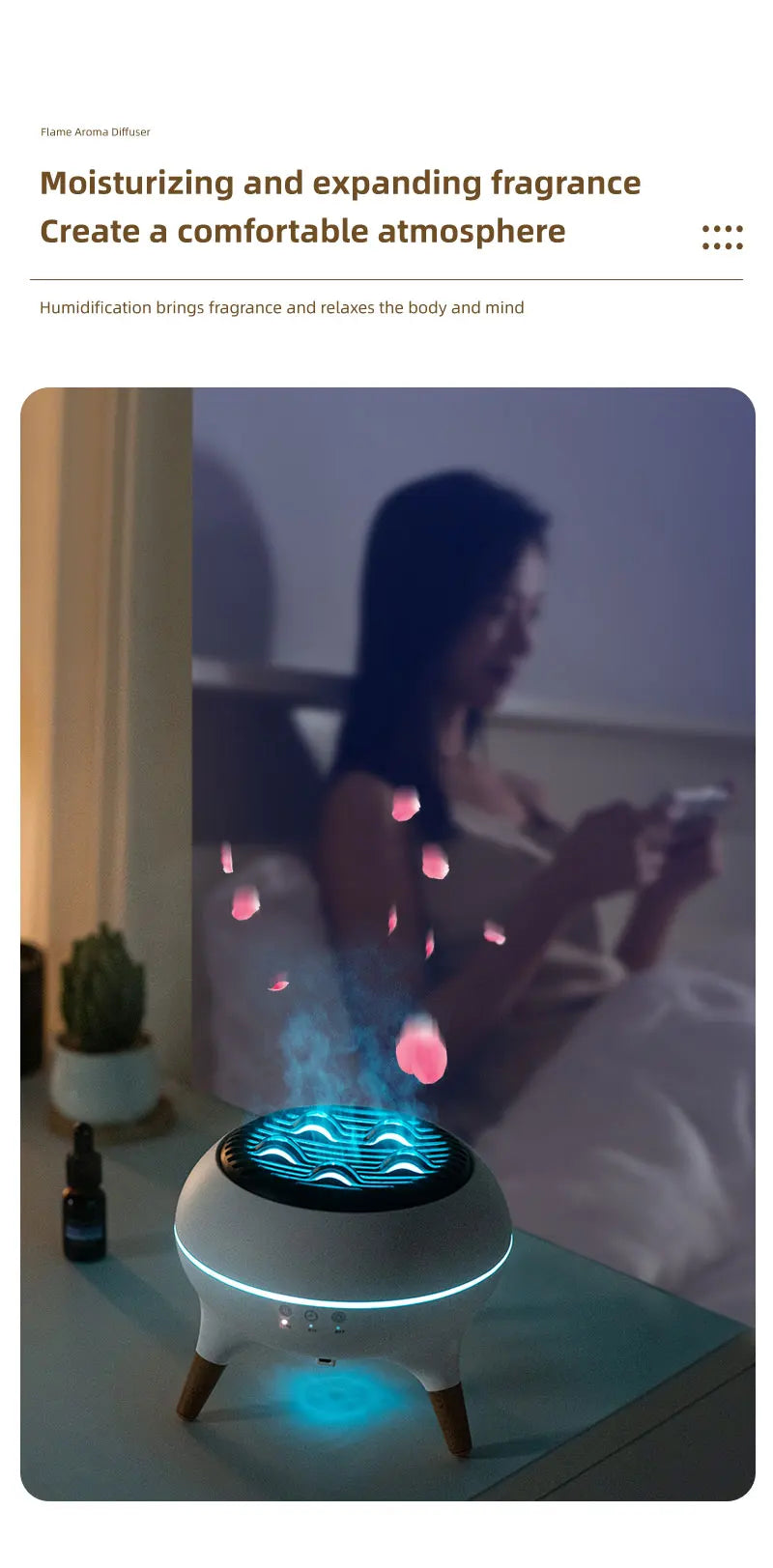 Flame Humidifier Dynamic Jellyfish Essential Oil Diffuser 350ML Air Humidifier Gradient Color Aroma Diffuser Desktop Night Light