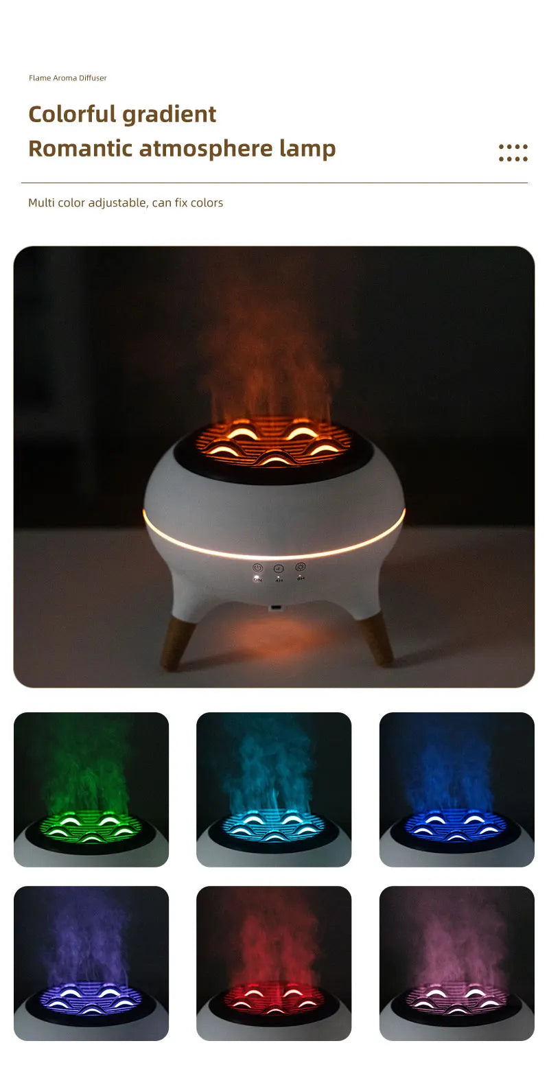 Flame Humidifier Dynamic Jellyfish Essential Oil Diffuser 350ML Air Humidifier Gradient Color Aroma Diffuser Desktop Night Light