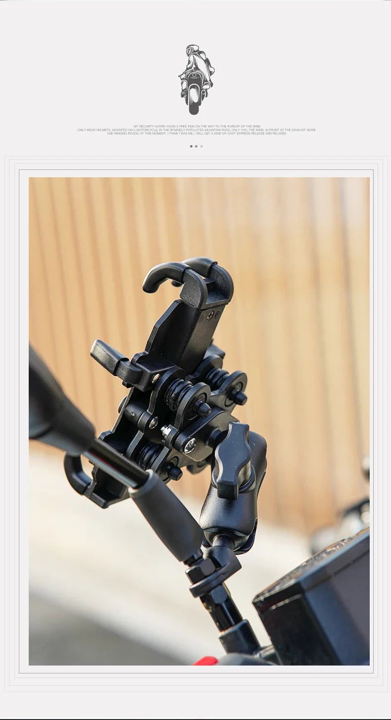 Motorcycle Bike Phone Holder w/ Shock Absorbe Handlebar Fork Stem Mount GPS Clip for 4.7-7.1 inch Shockproof Mobile Phone Stand - Nova Electronics