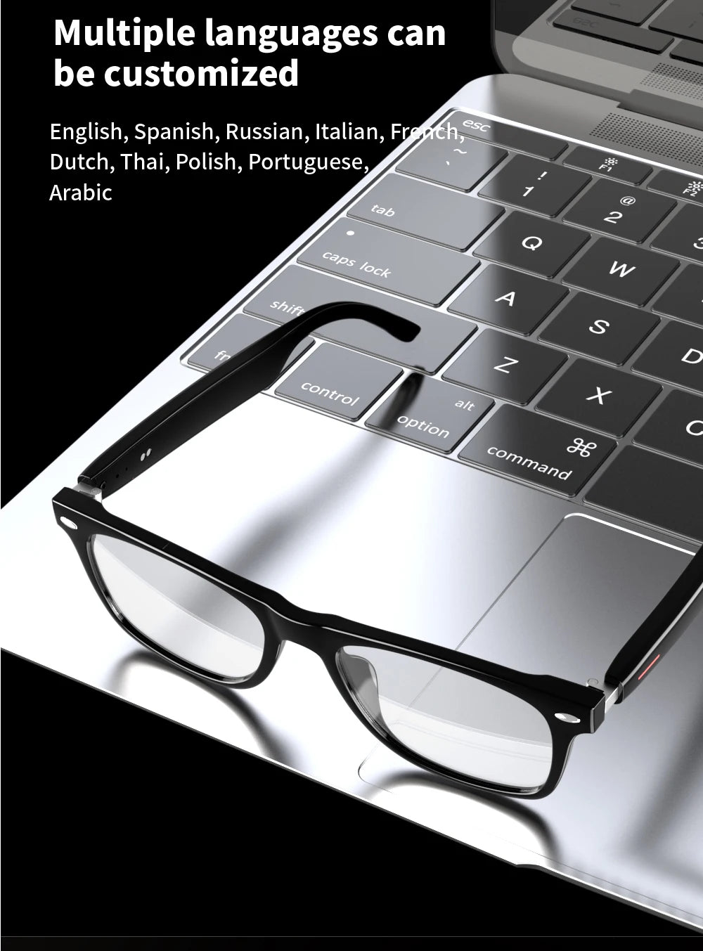 SENBONO E13 Smart Glasses with Blue Light Filter Lenses, Built-in Mic & Speakers, Touch Controls, Voice Assistant for Calls & Music, Android/iOS Compatible