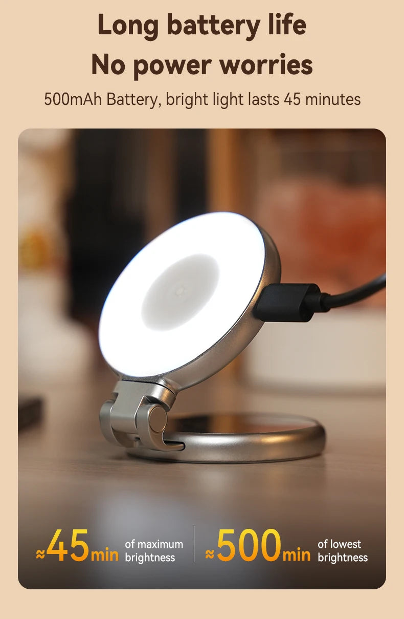 TELESIN Magnetic Fill Light Mini Selfie Light 3 Modes Adjustable Brightness for Smartphone Iphone XIAOMI HUAWEI SAMSUNG Phone