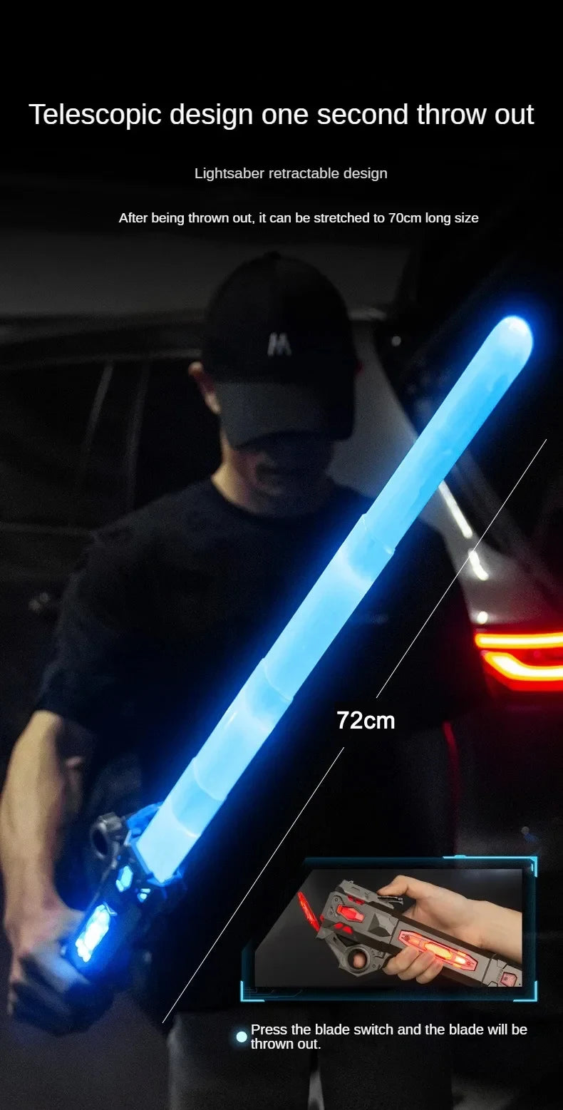 Glowing Telescopic Music Laser Sword – Flashing 2-in-1, Rotating Light & Decompression Fun for Kids & Adults
