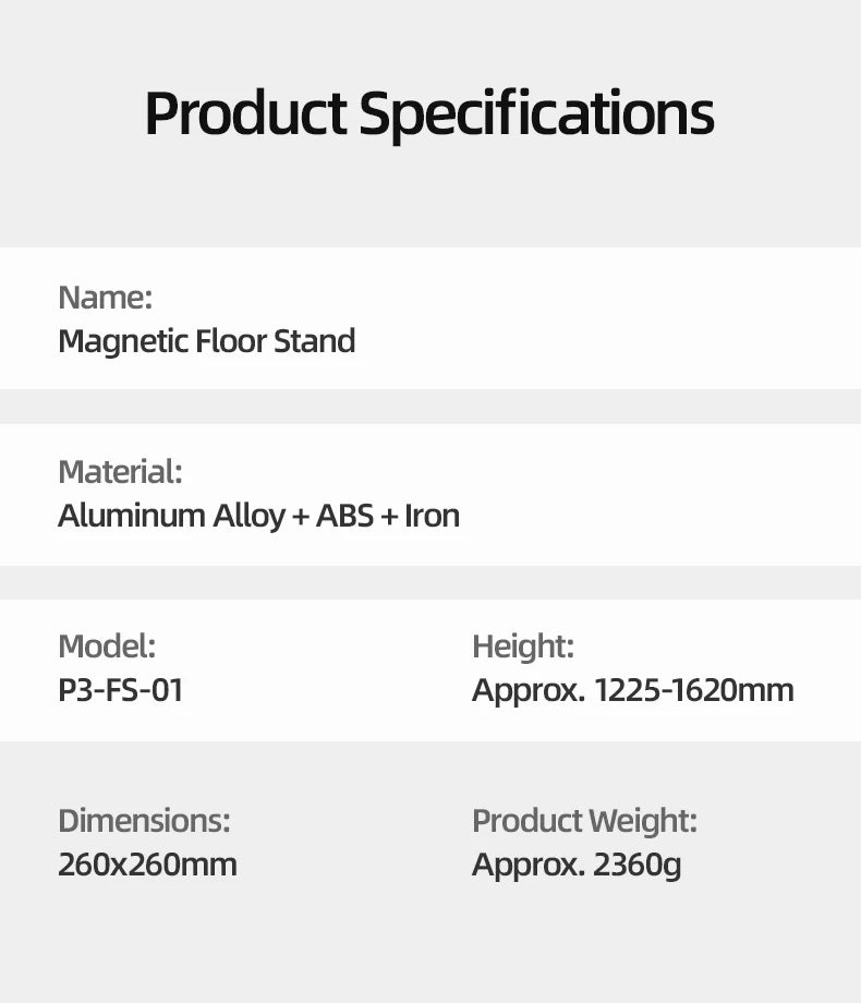 TELESIN Magnetic Mobile Phone Floor Stand Cantilever Live Broadcast Tablet Bracket Lifting Bracket Universal Mobile Phone Holder