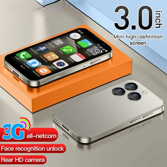 Mini Smartphone 3 Inch Android 8.1 Unlocked Dual SIM 2GB+16GB MTK6580 Quad Core Face Recognition WiFi Bluetooth GPS Compact Mobile Phone with Type-C Charging 5MP Camera 1000mAh Battery for Travel Backup Emergency