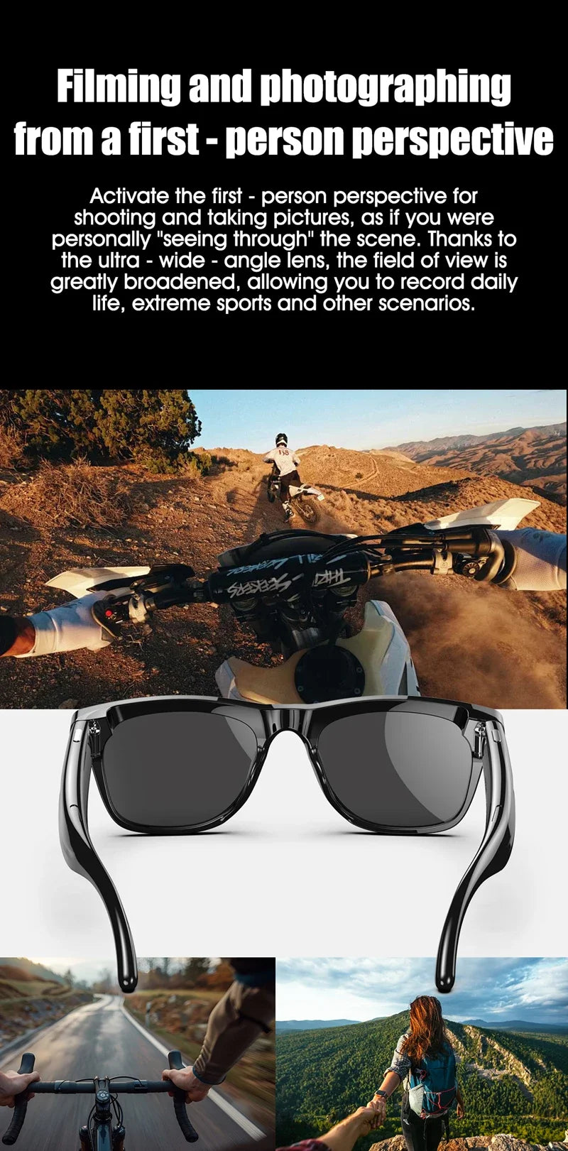 K HD AI Smart Glasses Voice Assistant ChatGPT Camera 100MP Bluetooth Calling 260mAh 30+ Hour Battery WiFi NFC Connectivity Android Compatible Hands-Free Recording Music Control Smart Eyewear