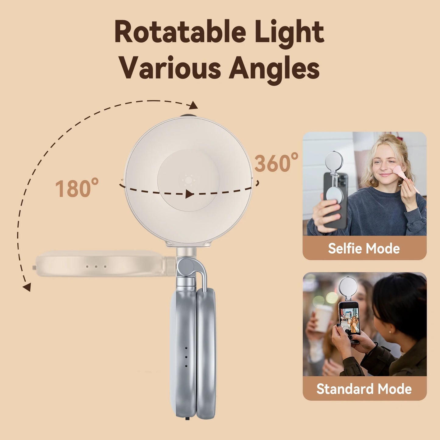 TELESIN Magnetic Fill Light Mini Selfie Light 3 Modes Adjustable Brightness for Smartphone Iphone XIAOMI HUAWEI SAMSUNG Phone