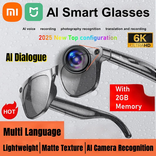 K HD AI Smart Glasses Voice Assistant ChatGPT Camera 100MP Bluetooth Calling 260mAh 30+ Hour Battery WiFi NFC Connectivity Android Compatible Hands-Free Recording Music Control Smart Eyewear