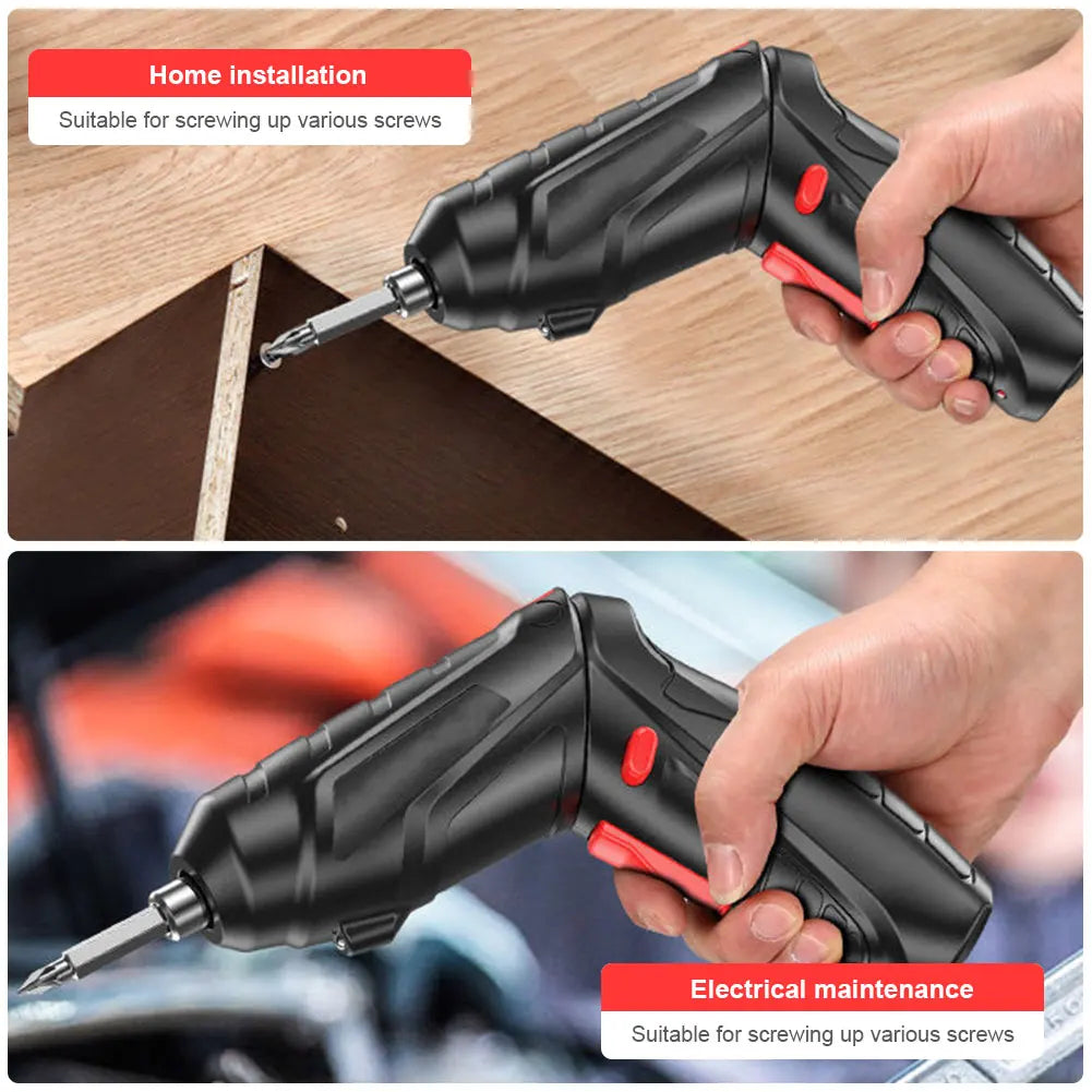 2/47pcs 3.6V Screwdriver Kit Rechargeable Lithium Battery Cordless Electric Screwdriver Drill Kit Folding Home Power Tools - Nova Electronics