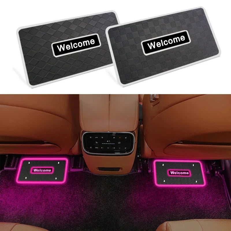 Symphony Car Foot Mat Ambient Light Welcome Logo App Control RGB Led Acrylic Car Interior Decorative Atmosphere Neon Lamp