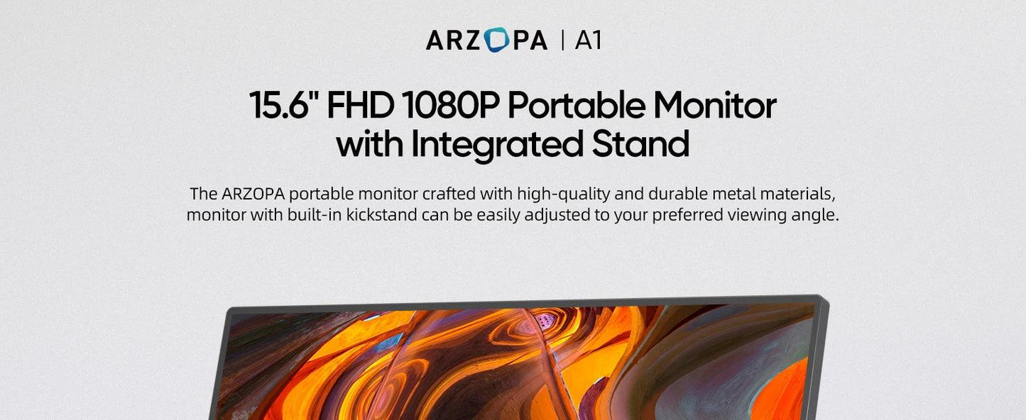 15.6" FHD 1080P Portable Monitor with HDR10 IPS Display for Gaming and Work - Nova Electronics