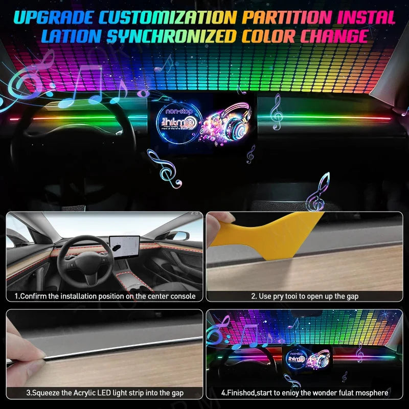 10/6/4/2/1 IN 1 Car Full RGB LED Ambient Rainbow Light Strip/ USB Dream Symphon music Atmosphere Lamp with App Remote Control