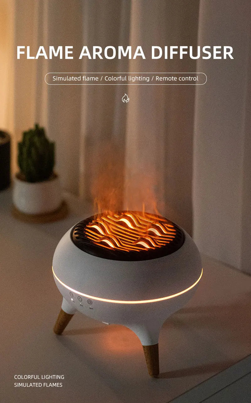 Flame Humidifier Dynamic Jellyfish Essential Oil Diffuser 350ML Air Humidifier Gradient Color Aroma Diffuser Desktop Night Light