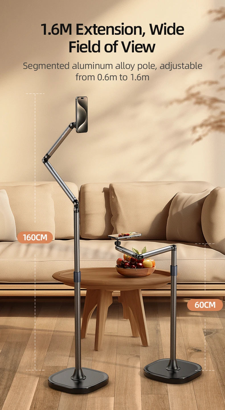 TELESIN Magnetic Mobile Phone Floor Stand Cantilever Live Broadcast Tablet Bracket Lifting Bracket Universal Mobile Phone Holder