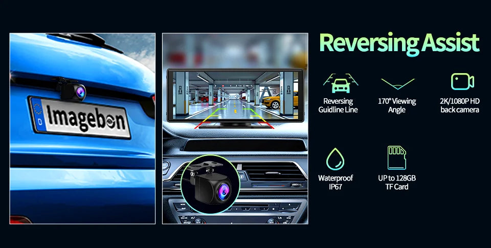 Smart 10.26" Touchscreen Dash Cam with Android 13 | Dual Bluetooth 5.1, CarPlay & Wireless Android Auto | 1080P Rear Camera, GPS, Night Vision - Nova Electronics