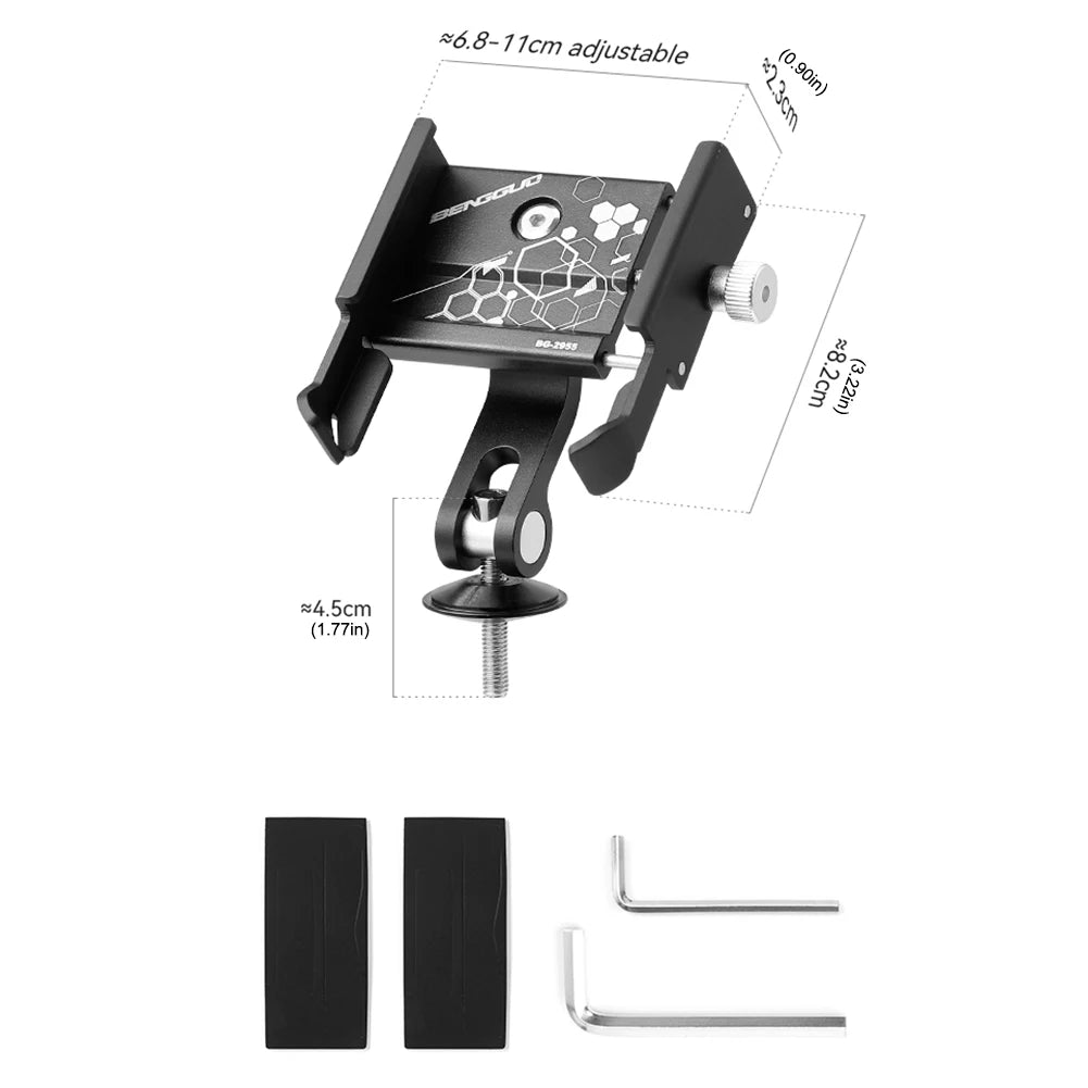 Aluminum Bike Phone Holder Shockproof Motorcycle Phone Mount Adjustable Universal Bottom Support Design for Bicycle Phone Mount - Nova Electronics