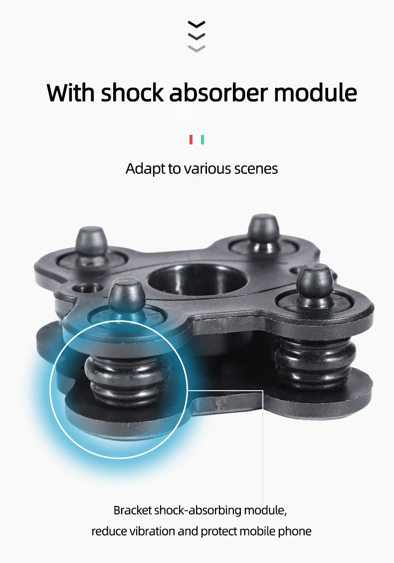 Motorcycle Bike Phone Holder w/ Shock Absorbe Handlebar Fork Stem Mount GPS Clip for 4.7-7.1 inch Shockproof Mobile Phone Stand - Nova Electronics