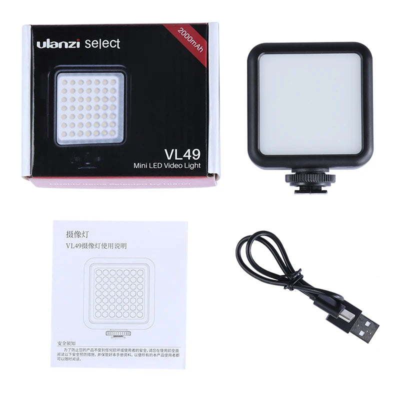 Ulanzi VL49 6W Mini Vlog LED Fill Light White 2000mAh 5500K Zoom Lighting Photographic Lighting Video Phone Selfie Fill Lamps