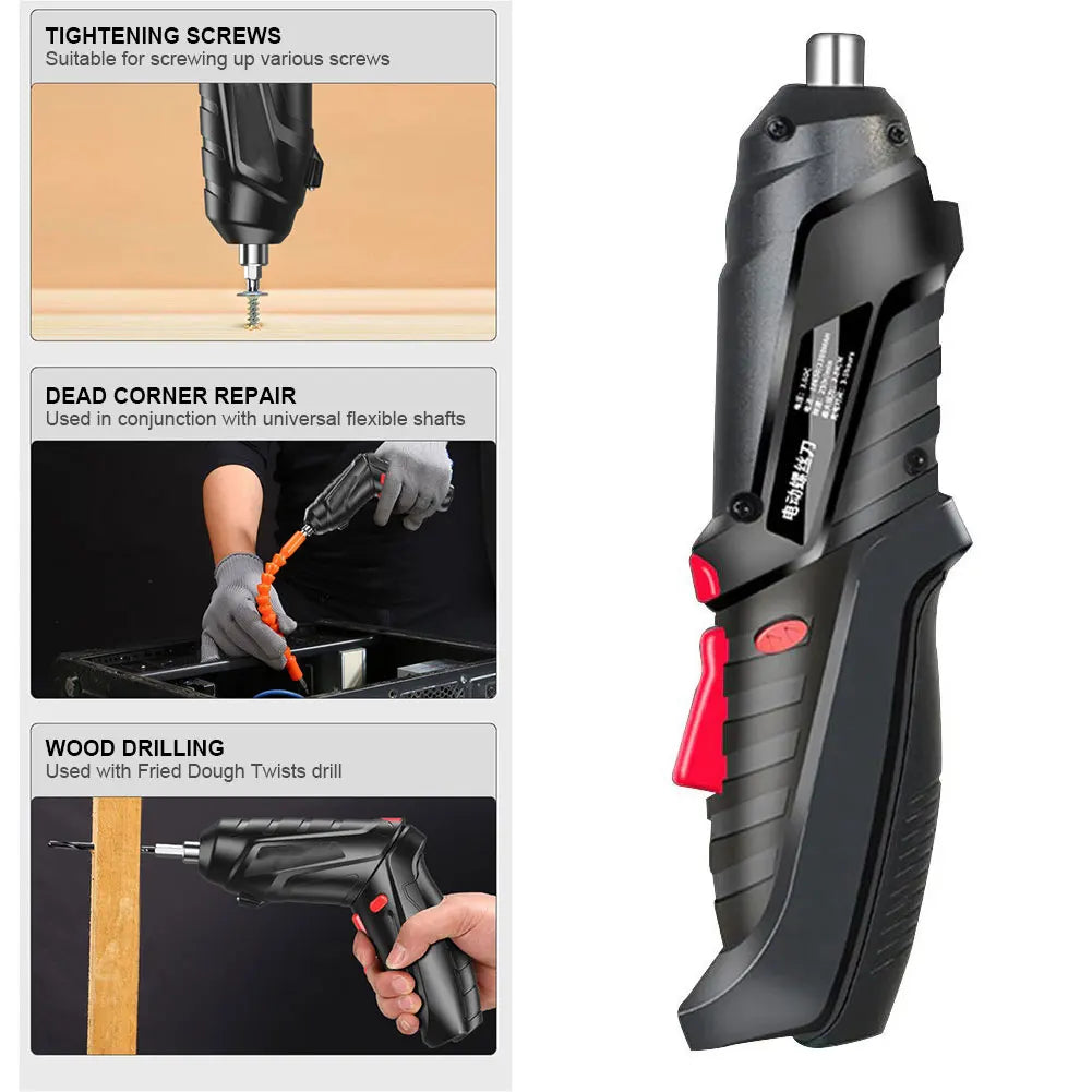 2/47pcs 3.6V Screwdriver Kit Rechargeable Lithium Battery Cordless Electric Screwdriver Drill Kit Folding Home Power Tools - Nova Electronics