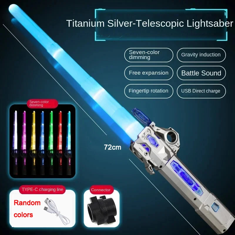 Glowing Telescopic Music Laser Sword – Flashing 2-in-1, Rotating Light & Decompression Fun for Kids & Adults