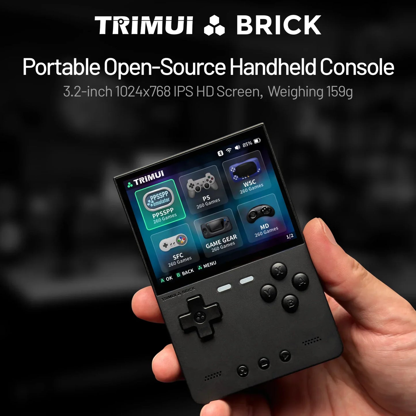 Handheld Game Console Retro Gaming Device 3.2" IPS Screen 12000+ Games Linux System RGB LED Lighting Metal Back Panel WiFi Bluetooth 3000mAh Battery Expandable Storage Up To 1TB Type-C Charging Portable Gaming - Nova Electronics