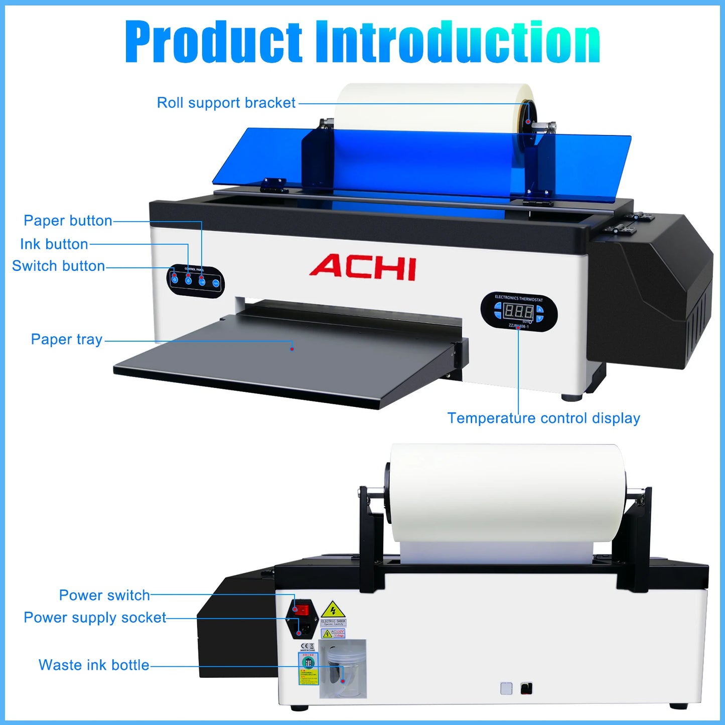 ACHI A3 DTF Printer R1390 A3 T-shirts Printier ROLL DTF Transfer Film Printer With DTF Oven For Fabric T-shirt Clothes EU STOCK - Nova Electronics