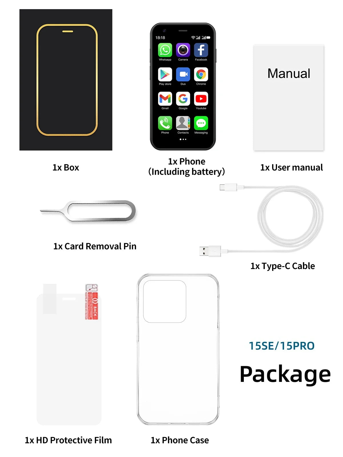 SERVO 15SE Mini Smartphone 3G WCDMA Android System WiFi Hotspot Play Store 3.0" Display Small Palm Smart Phones Dual SIM Standby