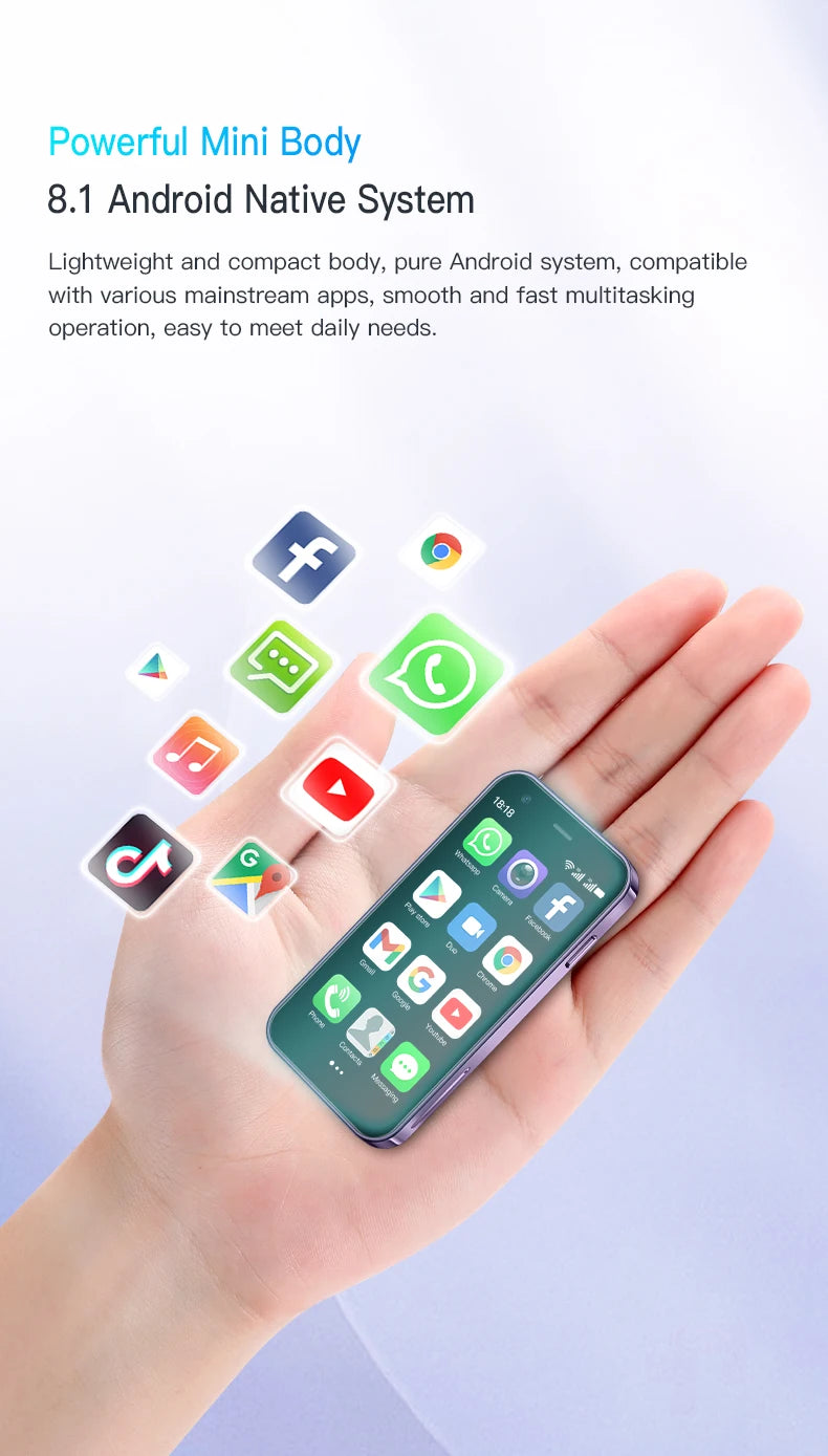 SERVO 15SE Mini Smartphone 3G WCDMA Android System WiFi Hotspot Play Store 3.0" Display Small Palm Smart Phones Dual SIM Standby