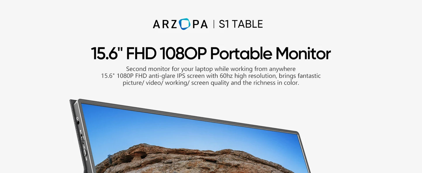 ARZOPA 1080P Portable Monitor 15.6 inch Monitors for Laptop MAC Switch Xbox Phone ps4 PC USB C HDMI-Compatible Computer Display - Nova Electronics