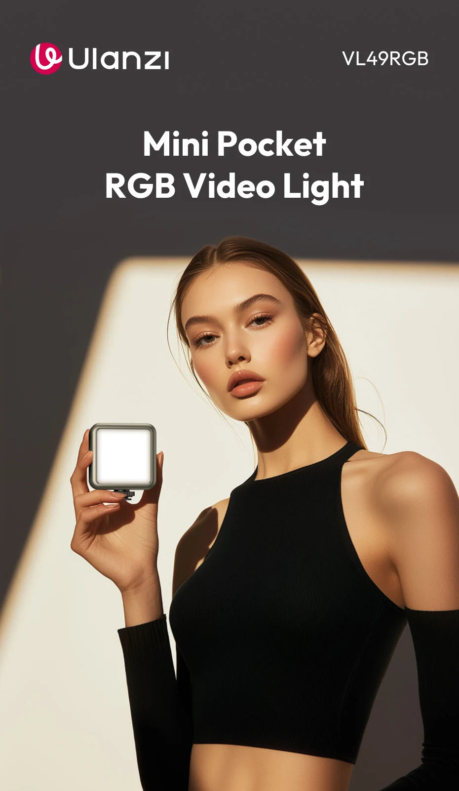 Ulanzi VL49 RGB Mini Pocket RGB Video Light Fill Light for DSLR Camera Smartphone Photography Live Streaming 2500-9000K 2000mAh