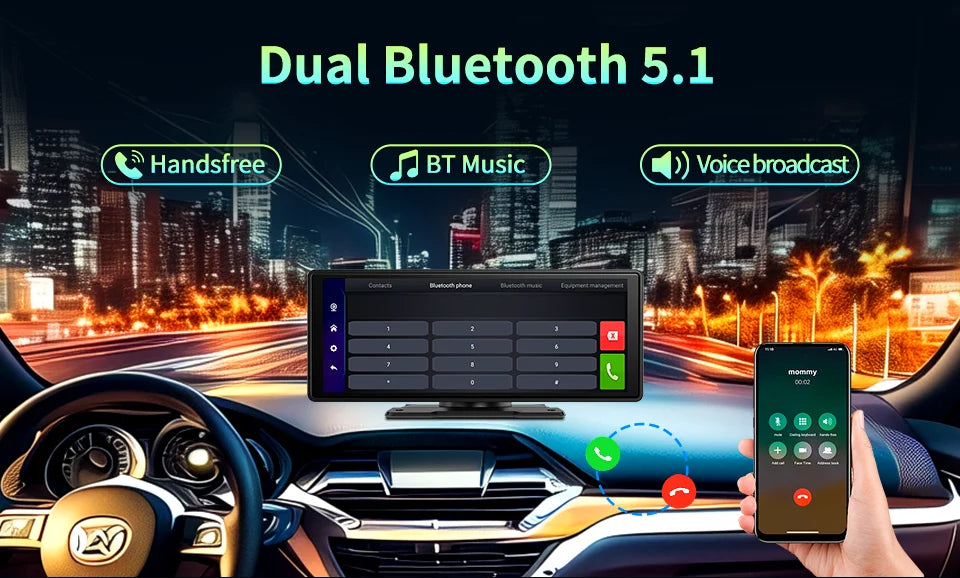 Smart 10.26" Touchscreen Dash Cam with Android 13 | Dual Bluetooth 5.1, CarPlay & Wireless Android Auto | 1080P Rear Camera, GPS, Night Vision - Nova Electronics
