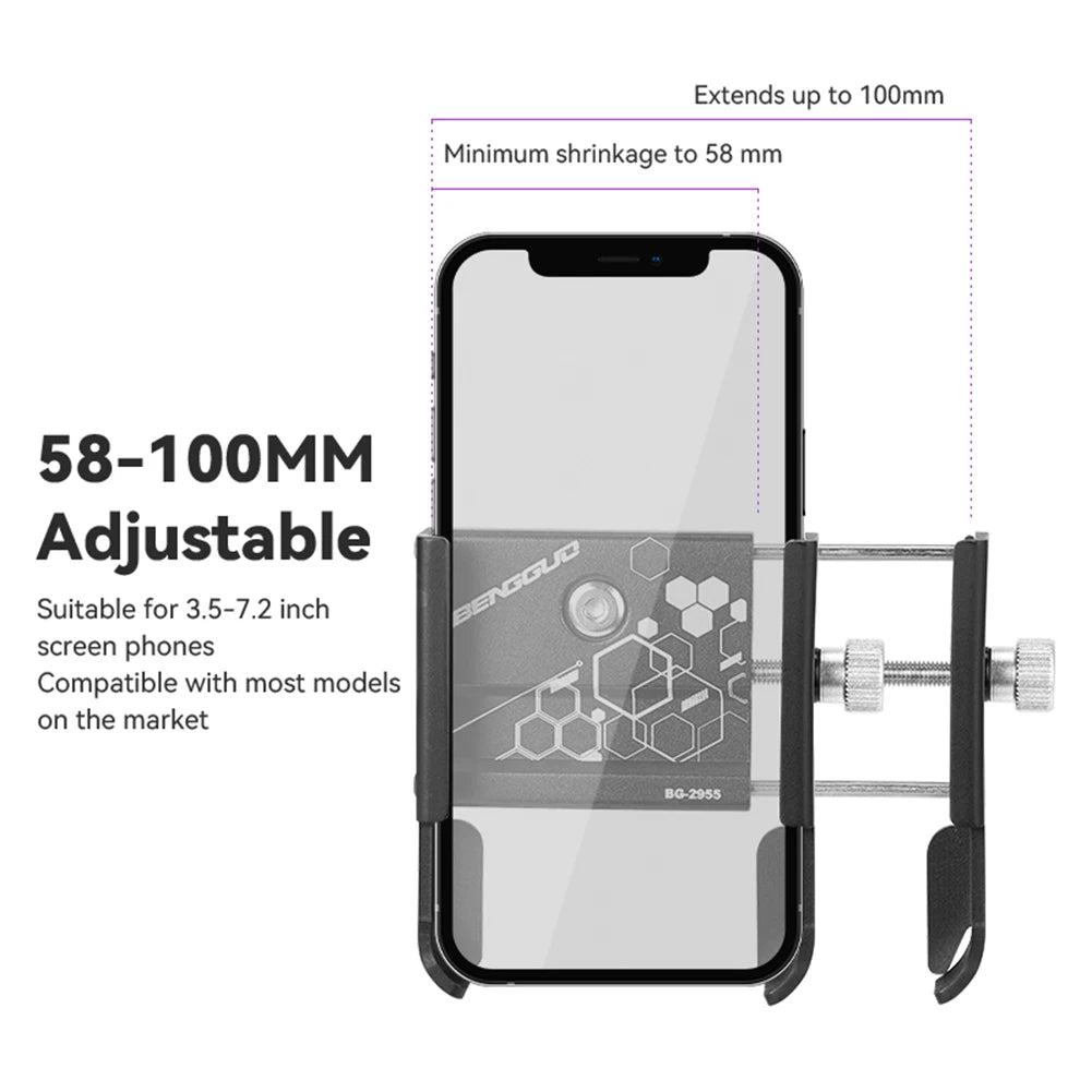 Aluminum Bike Phone Holder Shockproof Motorcycle Phone Mount Adjustable Universal Bottom Support Design for Bicycle Phone Mount - Nova Electronics