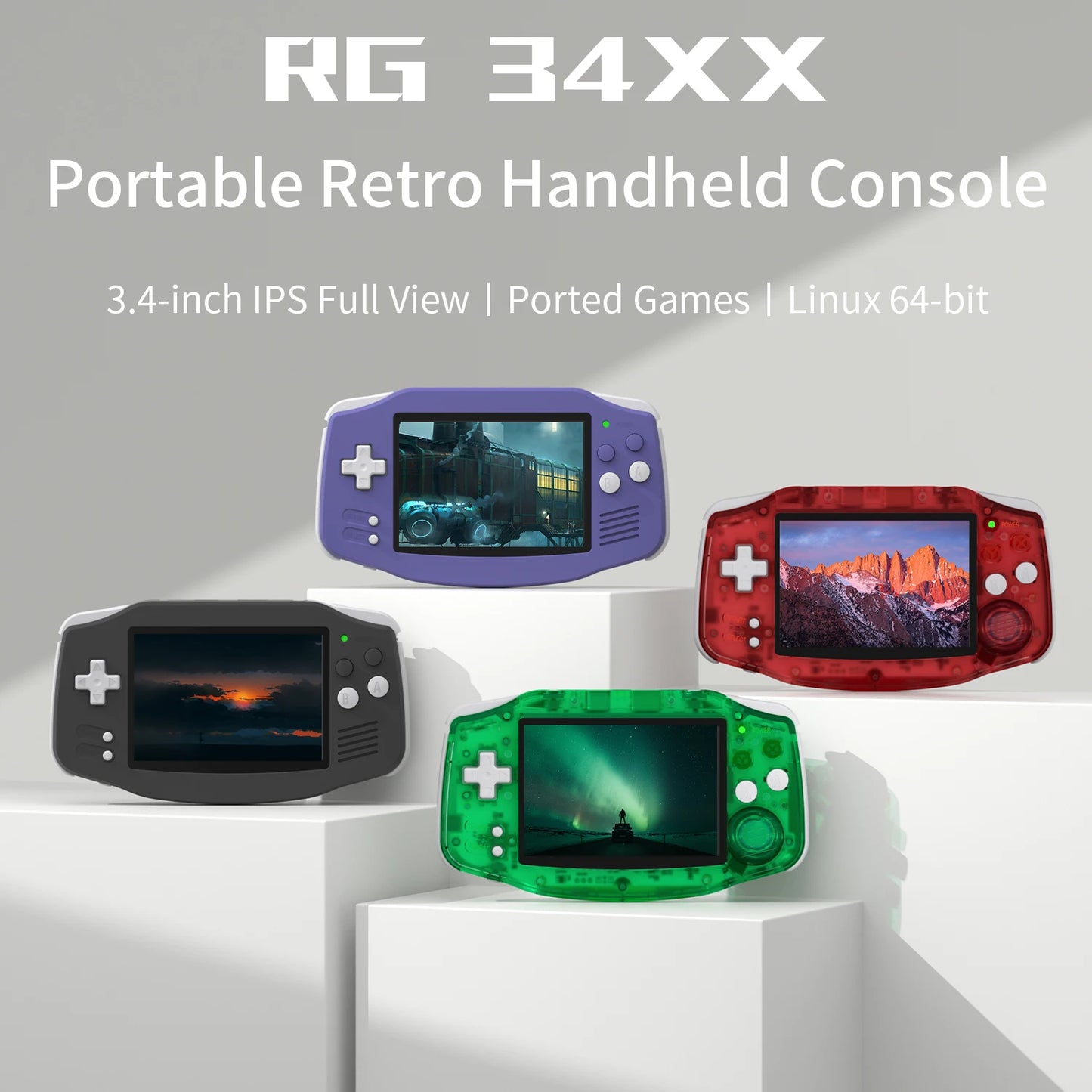 RG34XX Retro Handheld Game Console 3.4" IPS 720x480 Linux 3500mAh Bluetooth WiFi - Nova Electronics