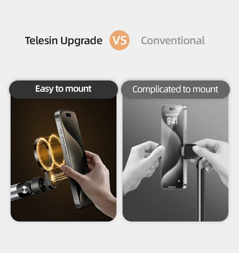 TELESIN Magnetic Mobile Phone Floor Stand Cantilever Live Broadcast Tablet Bracket Lifting Bracket Universal Mobile Phone Holder