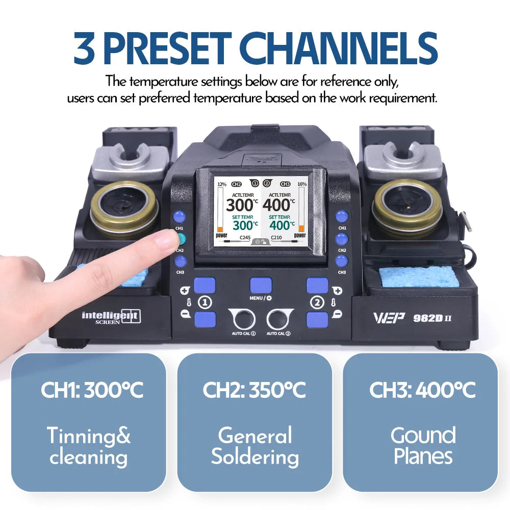 WEP 982D Precision Soldering Station 150W Rapid Heating Auto Calibration Professional Iron for SMD IC Repair C245 C210 982D-II - Nova Electronics