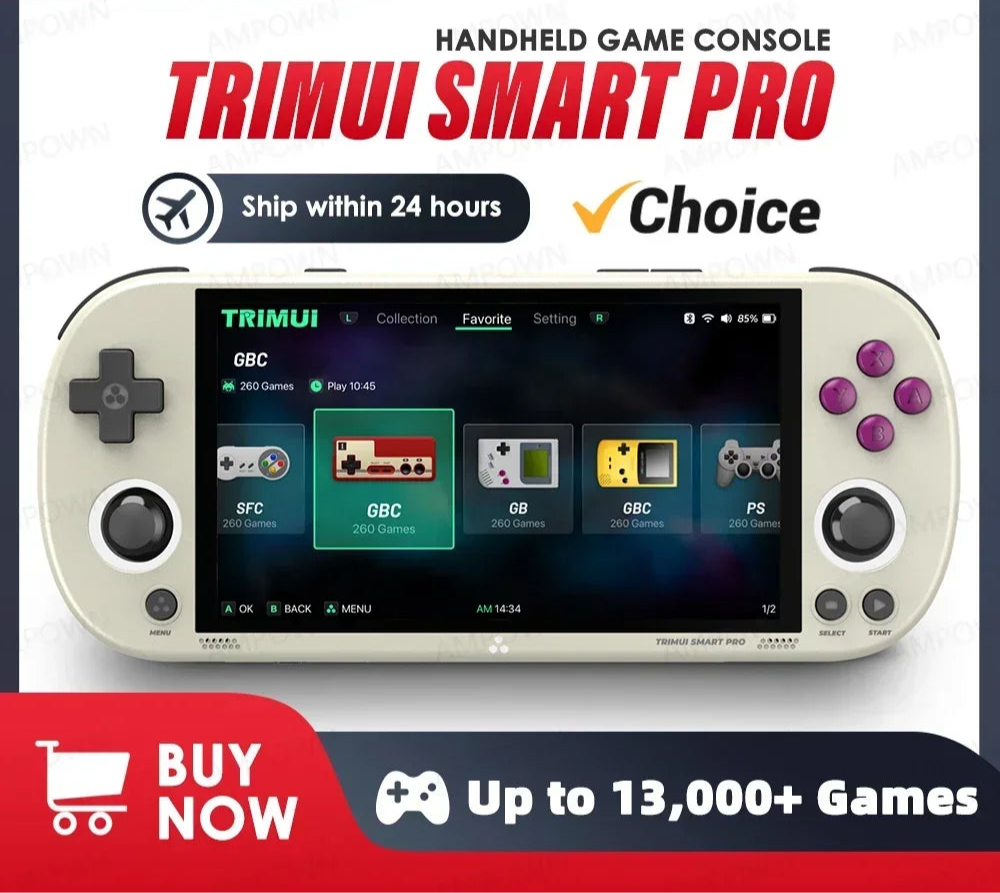 Trimui Smart Pro Handheld Game Console 4.96''IPS Screen Linux System Joystick RGB Lighting Smartpro Retro Video Game Player Gift