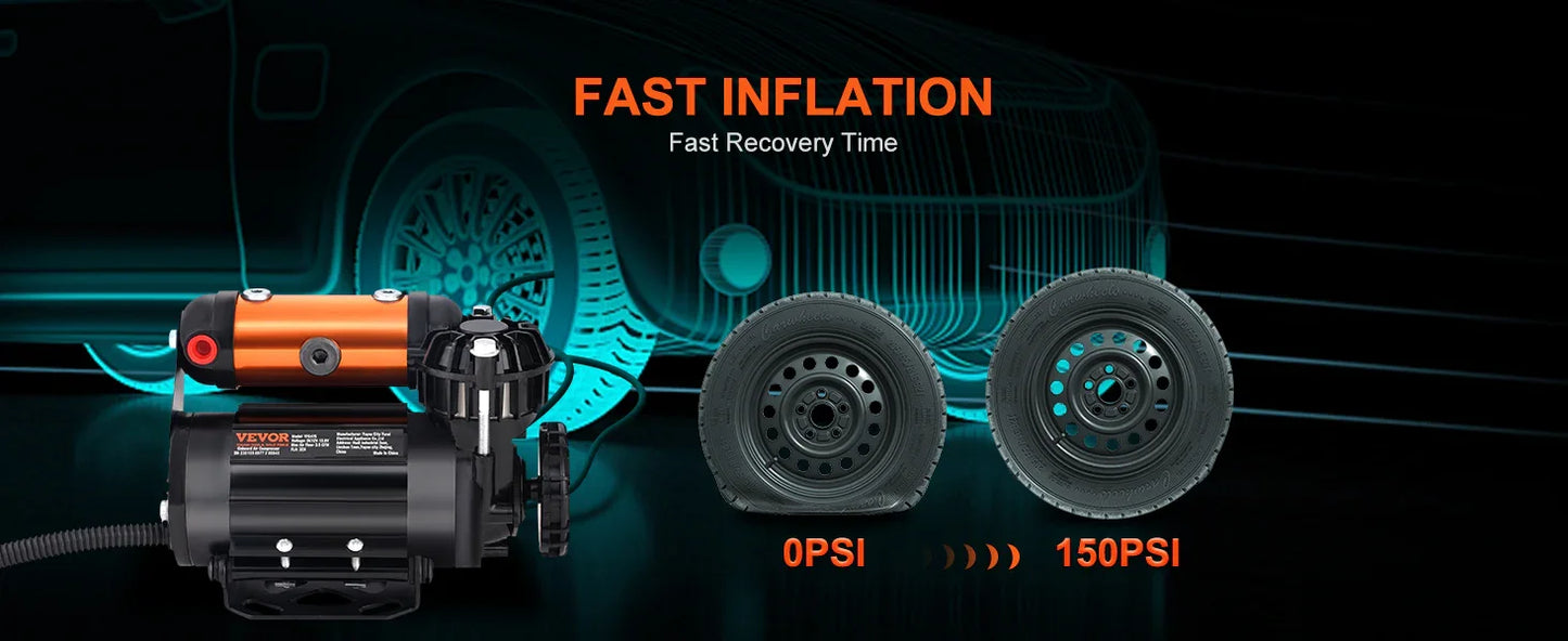 VEVOR Car Air Compressor Portable Tire Inflator Heavy Duty 3.5CFM Air Pump Kit for Auto Accessories Jeep Vehicle with Air Tools - Nova Electronics