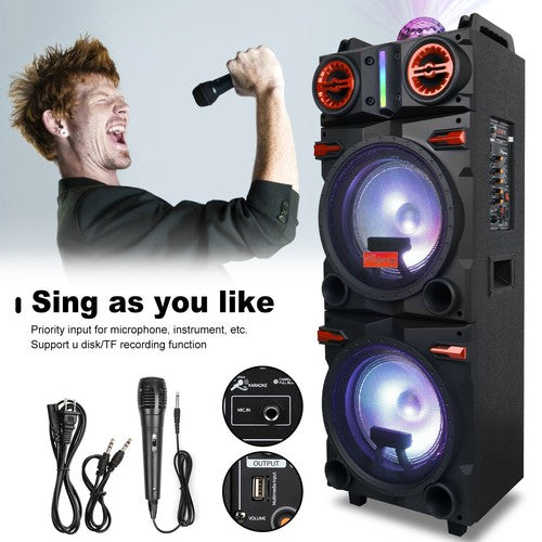 Portable Bluetooth Party Speaker Sub Woofer Heavy Bass Sound System & Mic lot - Nova Electronics