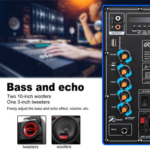 Portable Bluetooth Party Speaker Sub Woofer Heavy Bass Sound System & Mic lot - Nova Electronics